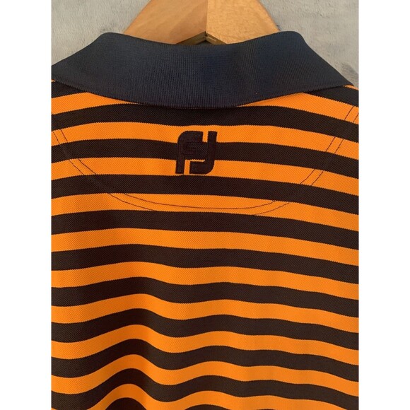 Footjoy Shirt Mens XL Golf Short Sleeve Polo Navy Orange Stripe Polo Rugby - Picture 8 of 8